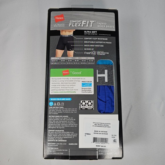 New Hanes Ultimate Comfort Flex Fit Boxer Briefs 4 Tagless XL Cotton Modal S - Picture 3 of 4